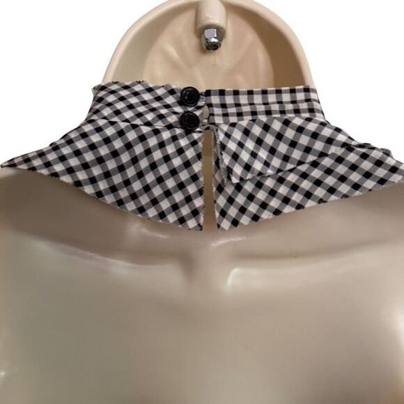 BCBGMaxzazira White & Black Checkered Plaid Silk Halter Rockabilly Top Size S - Picture 10 of 13